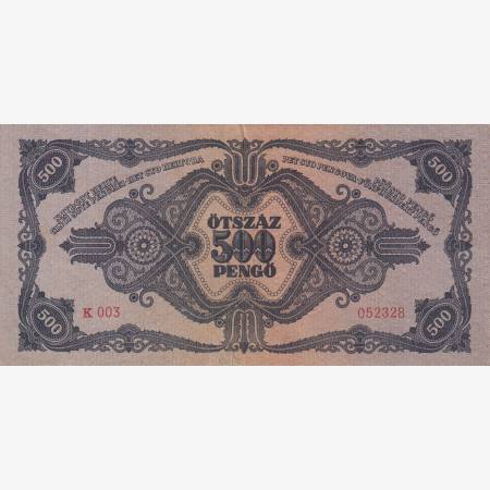 500 Pengő 1945. K 003 hibás "P" betű