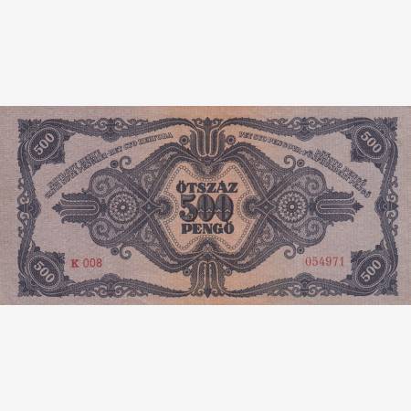 500 Pengő 1945. K 008 hibás "P" betű
