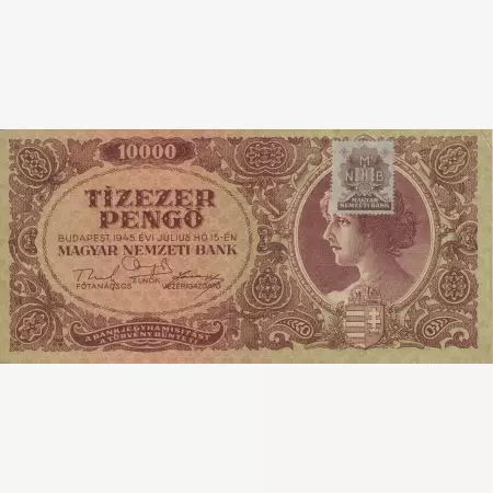 10.000 Pengő 1945. L 339 MNB bélyeggel