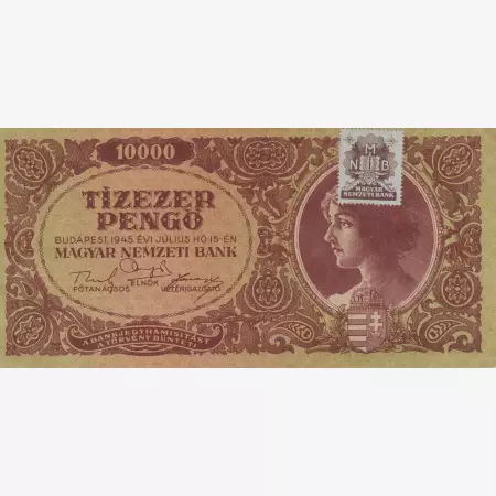 10.000 Pengő 1945. L 765 MNB bélyeggel