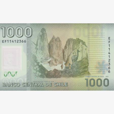 Chile 1000 pesos 2021. polimer