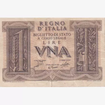 Olaszország 1 lira 1939.