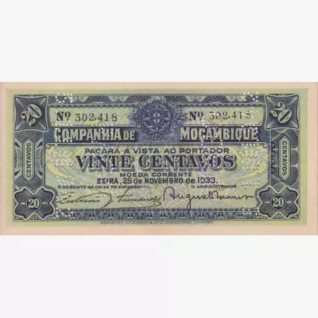 Mozambik 20 centavos 1933. perf.1942.11.5.