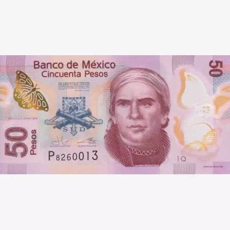 Mexikó 50 pesos 2015. polimer