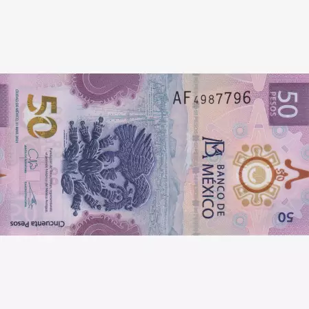 Mexikó 50 pesos 2021. polimer