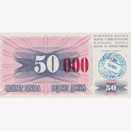 Bosznia-Hercegovina 50.000 dinár 1993.piros