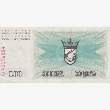 Bosznia-Hercegovina 100.000 dinár 1993. zöld