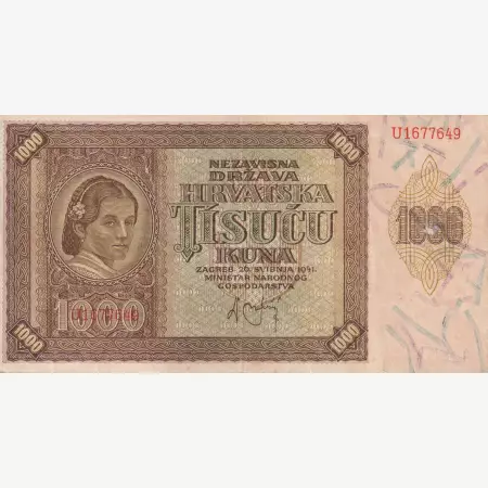 Horvátország 1000 kuna 1941.