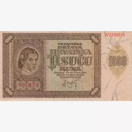 Horvátország 1000 kuna 1941.