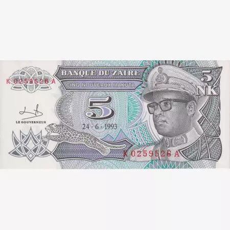 Zaire 5 likuta 1993.