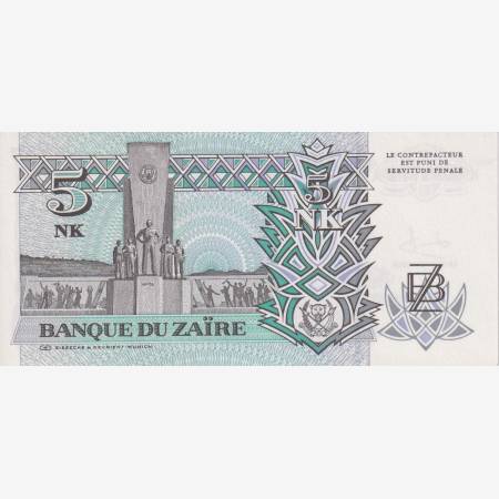 Zaire 5 likuta 1993.
