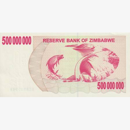 Zimbabwe 500.000.000 dollár 2008.