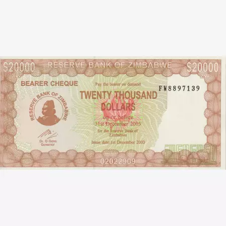 Zimbabwe 20.000 dollár 2003.