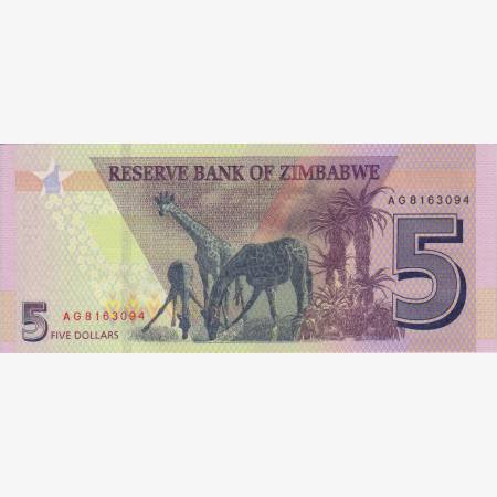 Zimbabwe 5 dollár 2019.