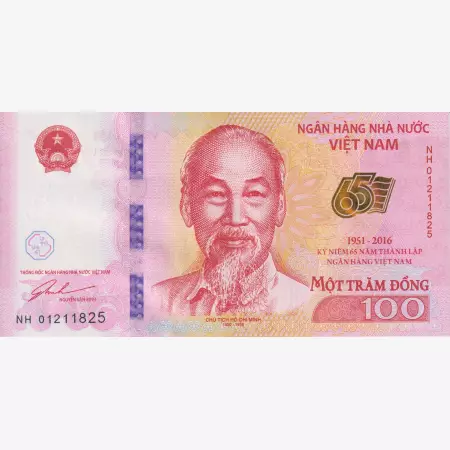 Vietnam 100 dong 2016.  65 éves jubileum