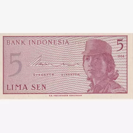 Indonézia 5 sen 1964.  P 91