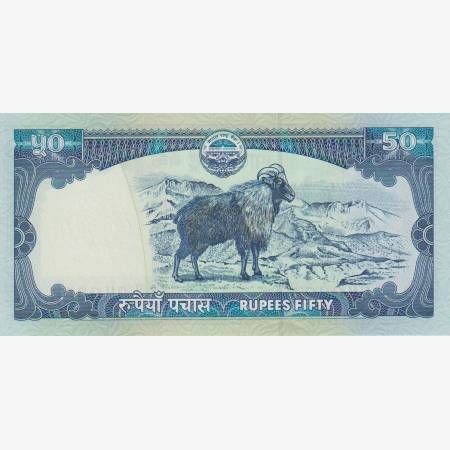 Nepál 50 rupees 2008.  P 63