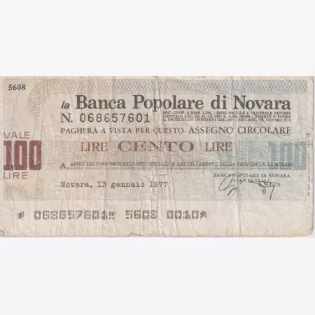 Olaszország 100 lira csekk 1976.