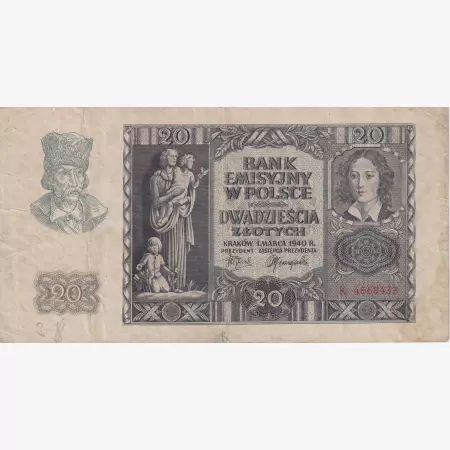 Lengyelország 20 zlotych 1940.   P 95