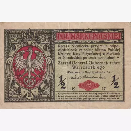 Lengyelország 1/2 márki 1917.   P 1