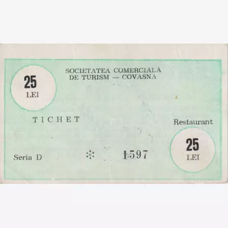 Románia 25 lei tichet Covasna