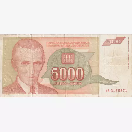 Jugoszlávia 5000 dinár 1993.   P 128