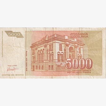 Jugoszlávia 5000 dinár 1993.   P 128
