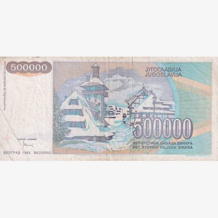 Jugoszlávia 500.000 dinár 1993.   P 119
