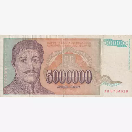 Jugoszlávia 5.000.000 dinár 1993.   P 132