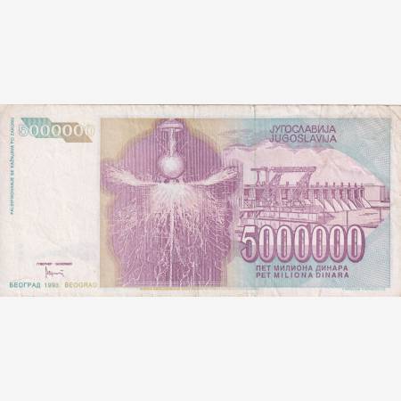 Jugoszlávia 5.000.000 dinár 1993.   P 121