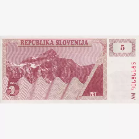 Szlovénia 5 tolarjev 1990.   P 3