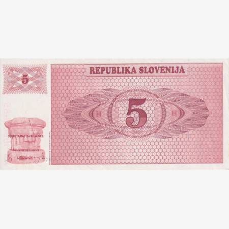 Szlovénia 5 tolarjev 1990.   P 3