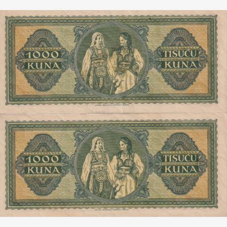 Horvátország 1000 kuna 1943.  P 12  2db sorszám követő