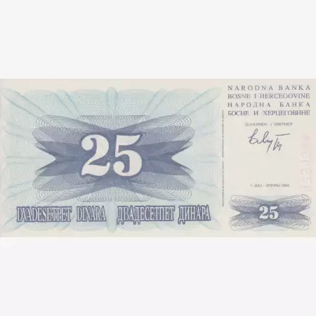 Bosznia-Hercegovina 25 dinár 1992.   P 11
