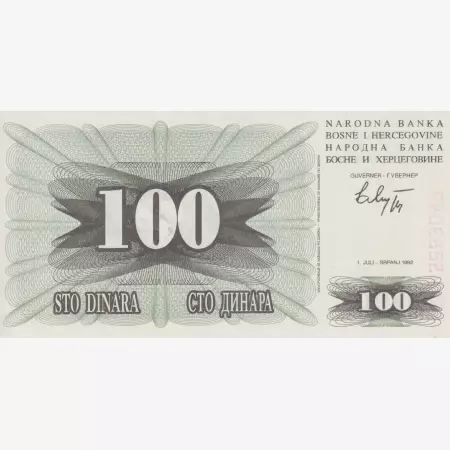 Bosznia-Hercegovina 100 dinár 1992.   P 13