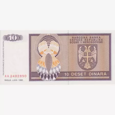 Bosznia-Hercegovina 10 dinár 1992.   P 133
