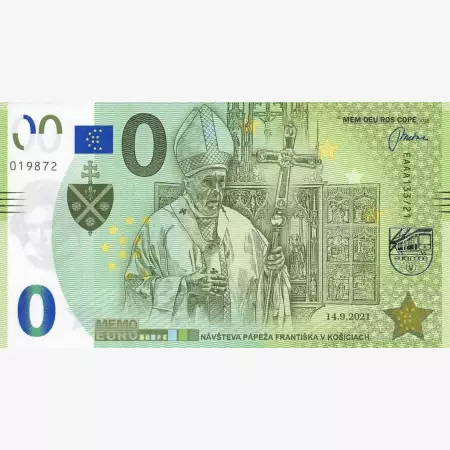 2021. "0"  Euro Ferenc pápa Kassán  Emlékbankjegy