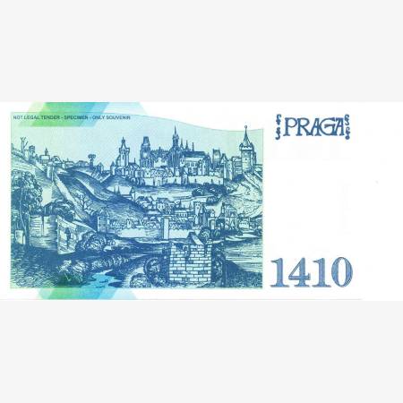 2023. Prága Óratorony 1410. Prágai vár 1357. Emlékbankjegy UV