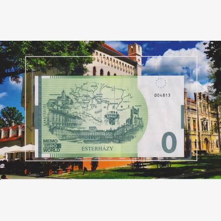 "0" Euro Eszterházy kastély Galánta Emlékbankjegy díszcsomagolás