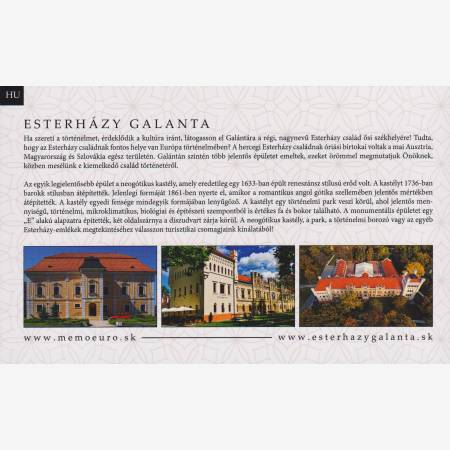 "0" Euro Eszterházy kastély Galánta Emlékbankjegy díszcsomagolás