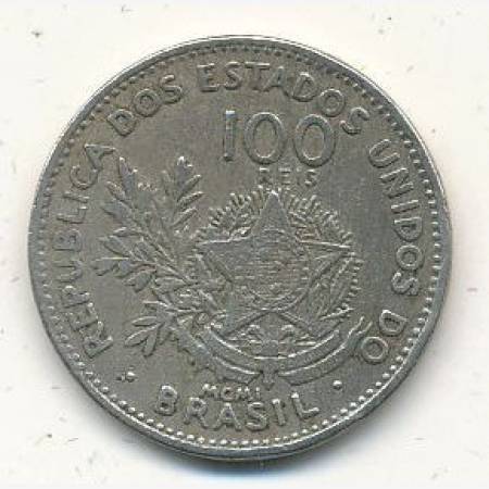 Brazilia 100 reis 1901. Ni. RITKA!