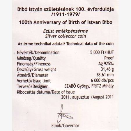 2011.PP Bibó István szül.100 évford. 5.000 Forint