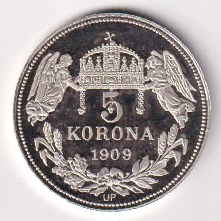 "Királyi koronák" 1909.PP II. Rudolf 5 korona Ezüst