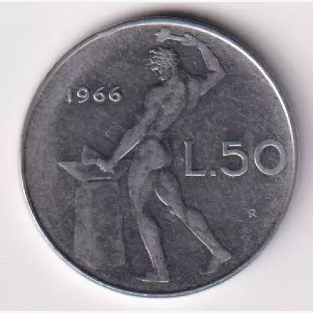 1966. Olaszország 50 lira Ni.