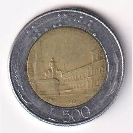 1982. Olaszország 500 lira Bimetal.
