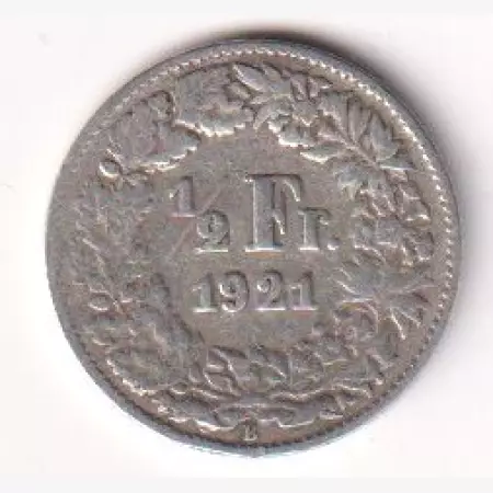 1921. Svájc 1/2 frank  ezüst  1.