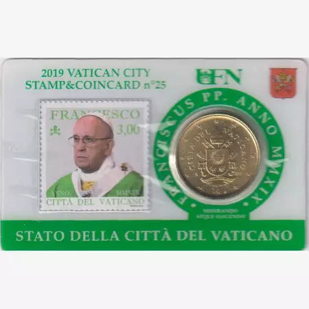 2019. Vatikán 50 Euro cent +bélyeg csom.