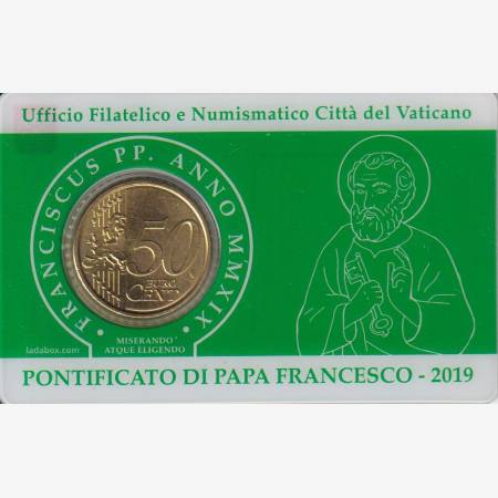 2019. Vatikán 50 Euro cent +bélyeg csom.