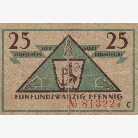 Németország Düsseldorf 25 pfennig 1919.