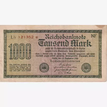 Németország 1000 márka 1922. X-GD  P76